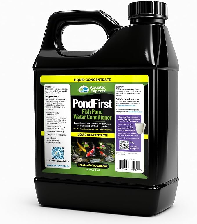 PondFirst Pond Water Conditioner - Concentrated Instant Dechlorinator for Fish Ponds, Makes Water Safe for Koi and Goldfish, Made in The USA, Aquatic Experts (Liquid - 2 Liters)
