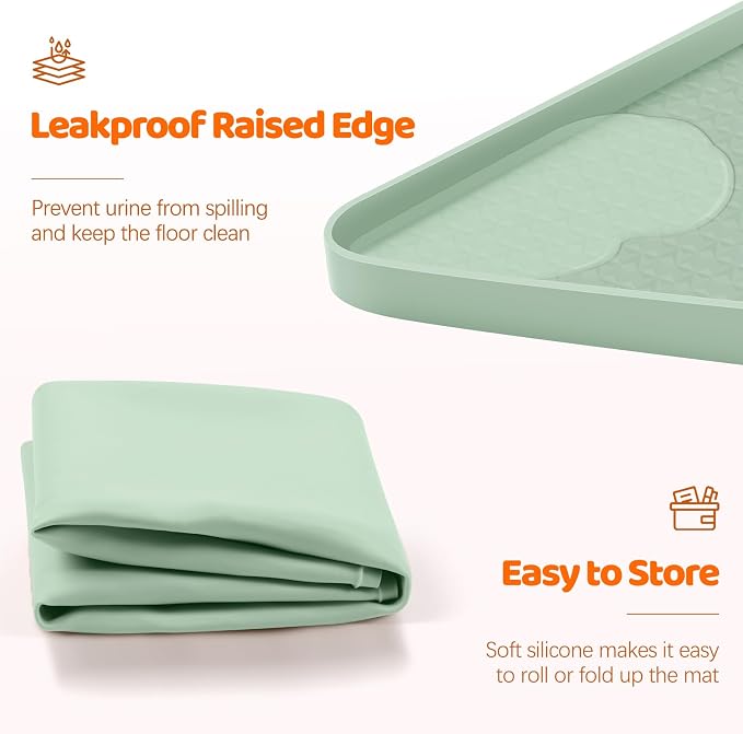 Pee Pads for Dogs, 51" x 25.6" Extra Large Reusable Dog Silicone Mat for Floor Protector, Washable Non-Slip Dog Training Pads for Potty Training (Green)