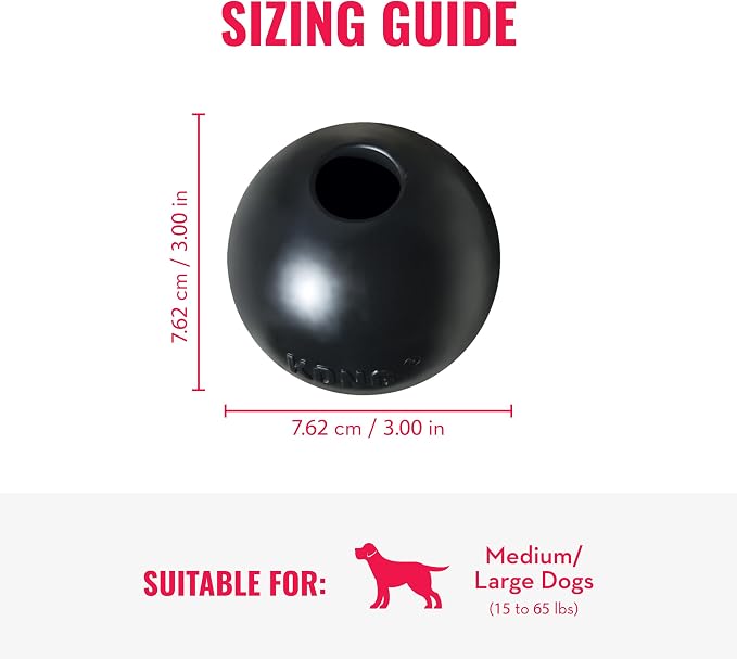 KONG Extreme Ball with Hole - Fetch Toy - Durable Dog Toy for Training, Interactive Playtime & More - Natural Extreme Rubber Ball - Black - for Medium/Large Dogs