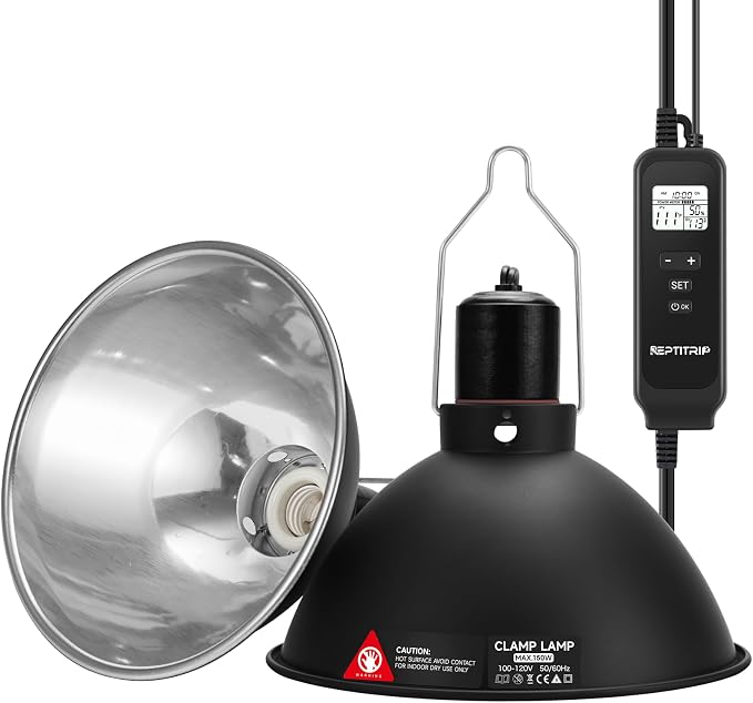REPTITRIP 8.5" Reptile Heat Lamp Fixture with PID Dimming Thermostat, Independent Day Night Temperature Control, MAX 150W (Bulb Not Included)