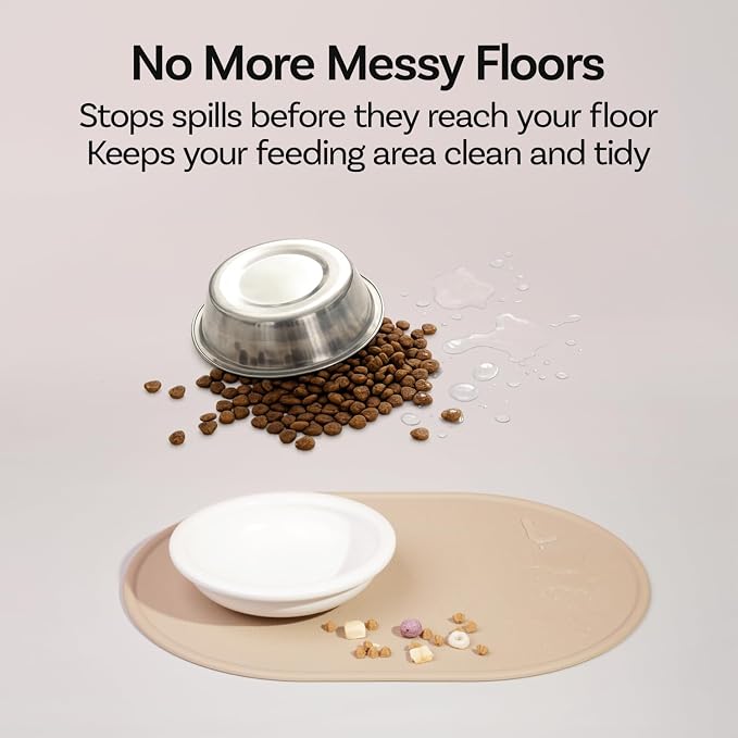 Dog & Cat Feeding Mat, 15.7 x 11.4 in (40x29cm), Thick Premium Platinum Silicone (Leather-Textured Surface), Raised Edges (High Rim), Waterproof, Non-Slip, Made in Korea (Cheese Yellow)