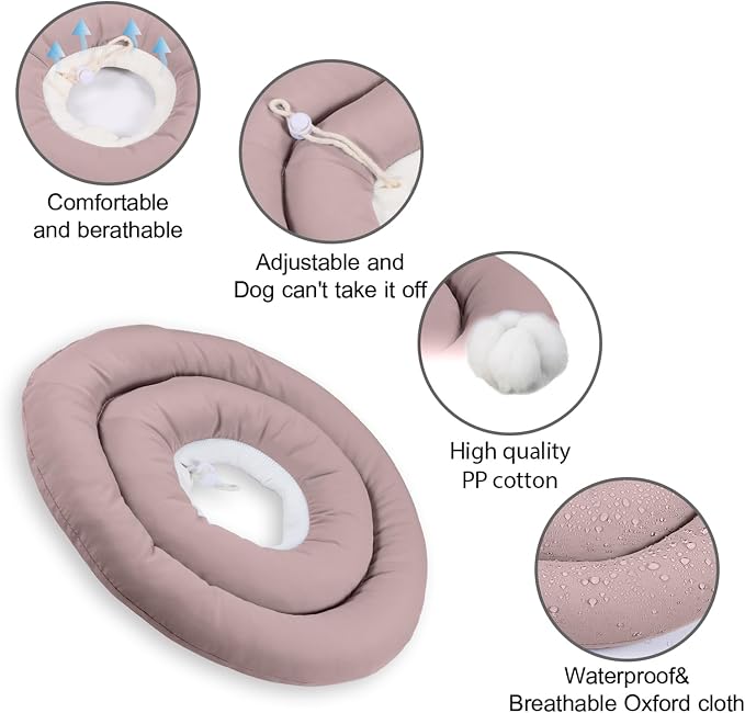 Comfortable Adjustable Soft Dog Cone Alternative After Surgery - Elizabethan Donut Collar for Cats, Medium & Small Dogs - Different Sizes