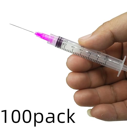 100 Pack 3ml Lab Sample Syringe with 18Gauge 1.5 Inch Liquid Measuring Refilling Tool, Individual Package