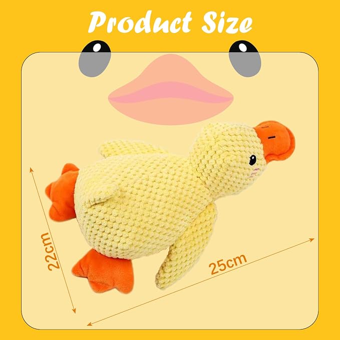 Dog Calming Duck Toys,2026 New Calming Toy for Dogs, Dog Toys for Aggressive Chewers with Soft Squeaker, Fun for Indoor Puppies and Senior Pups（Yellow）