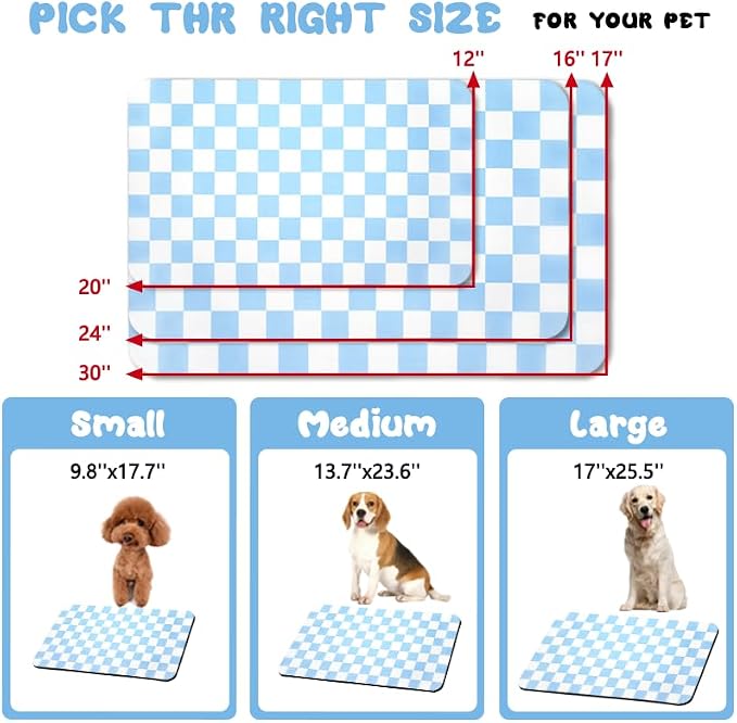 Dog Food Mats for Floors Waterproof, Pet Water Bowl Mats Pet Feeding Absorbent Placemats Plaid 16 * 24 inch