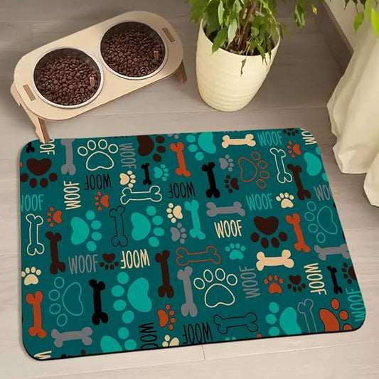 Dog Food Mats for Floors Waterproof, Pet Water Bowl Mats Pet Feeding Absorbent Placemats Green 24 * 32 inch