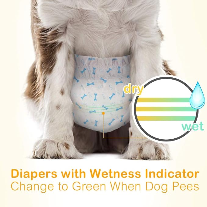 Dono Disposable Male Dog Wraps | Wetness Indicator, Super Absorbent, Leak Protection, For Excitable Urination, Incontinence, or Male Marking