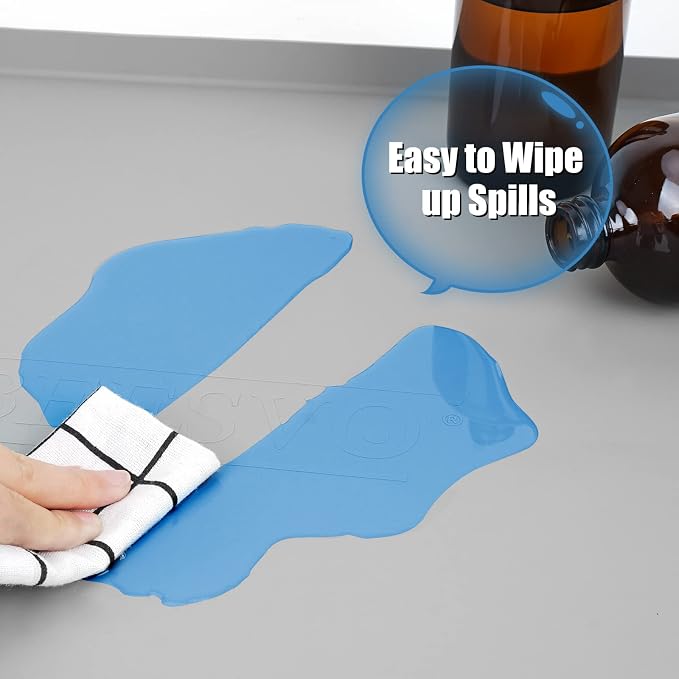 Under Sink Mat for Kitchen Waterproof, 34" x 22" Silicone Under Sink Liner Kitchen & Bathroom Cabinet Protector Mats, Heavy Duty Flexible Under Sink Drip Tray with Lip, Cool Grey