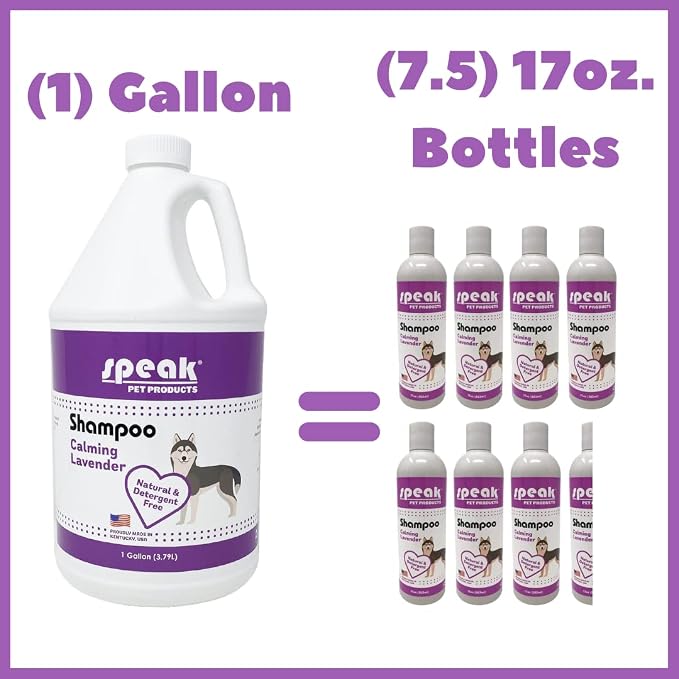 Speak Pet Products Natural Dog Shampoo, Calming Lavender, 1 Gallon