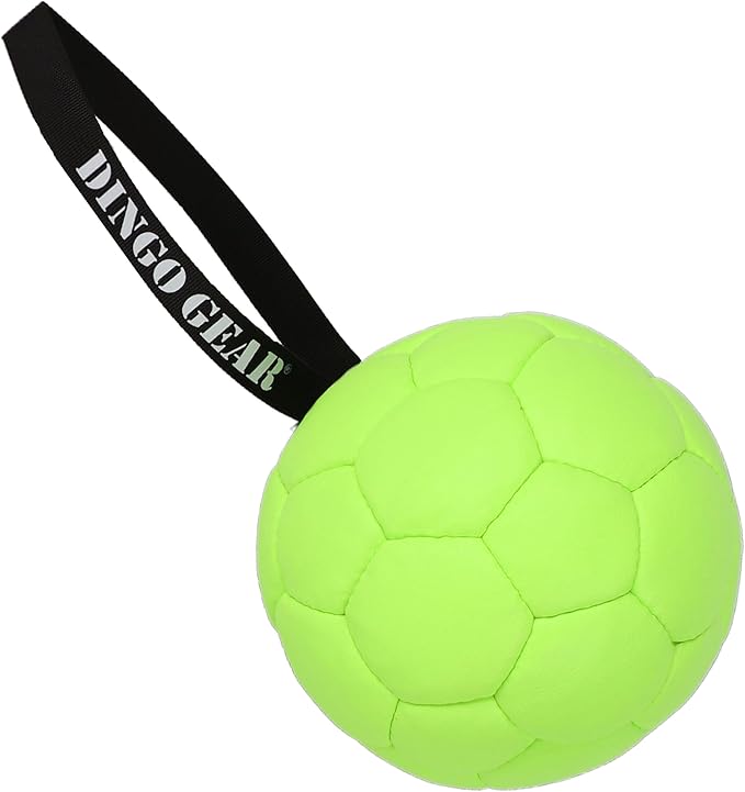 DINGO GEAR WWW.DINGOGEAR.COM 1977 Set Faux Leather Ball with Pump for Dog Training, as Reward for Fetch tug of war, for Strong Dog, Handmade, 7in Green Z30034