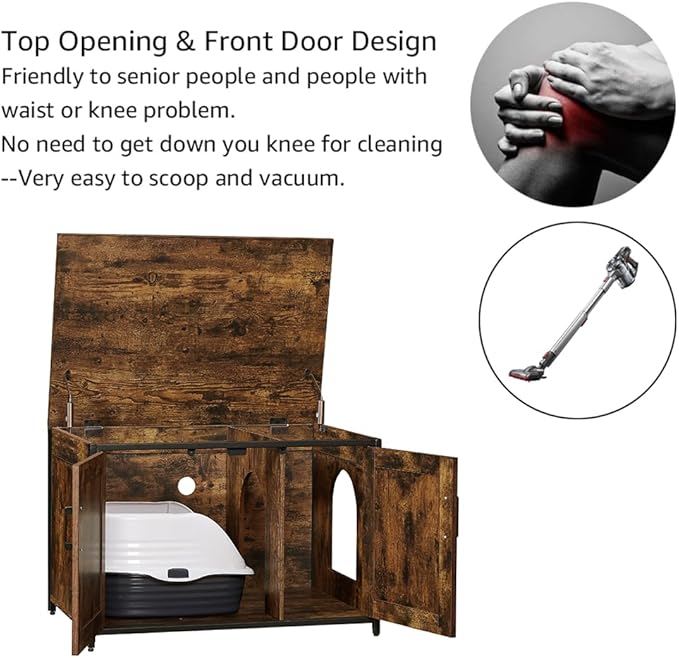 unipaws Top Opening Cat Litter Box Enclosure, Friendly to Elderly People, Waist or Keen Problem People, XL Extra Large Cat Box Furniture, High Jumbo Automatic Litter Box Cover Hidden for Large Cat