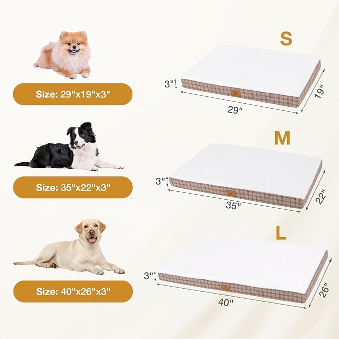 Orthopedic Dog Bed for Large Sized Dogs with Removable Washable Cover, Premium Comfort for Dogs, Multiple Sizes & Colors,Durable and Easy to Clean (Tan, Large)