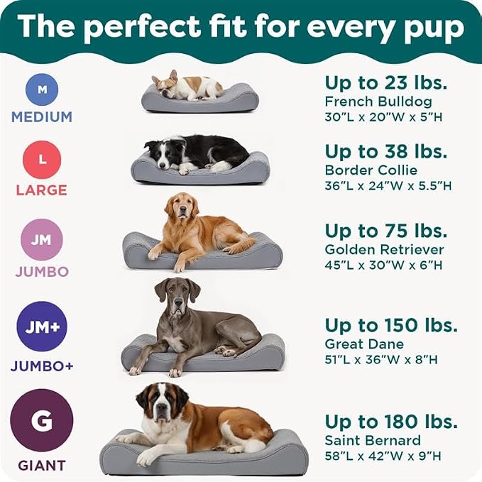 FurHaven Orthopedic Dog Bed for Large Dogs, Luxe Lounger Contour Mattress with Solid Orthopedic Foam Slab for Joint Support, Removable Washable Cover, Jumbo XL, Plush Suede, Gray