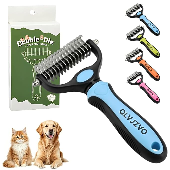 Pet Grooming Tool for Dogs and Cats, Dual-Sided Pet Comb, Professional Deshedding Tool, Pets Hair Remover Shedding, Long Haired Dog Brushes, Undercoat Combs Supplies, Cat Brush Rake