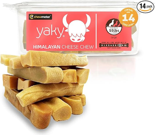 Chewmeter Himalayan Yaky Cheese Chew, 100% Natural, Long Lasting, Gluten Free, Healthy & Safe Dog Treats, Lactose & Grain Free, Protein Rich, Stain Free, Large, For Dogs 55 Lbs & Under, 3 lb Bulk Tub