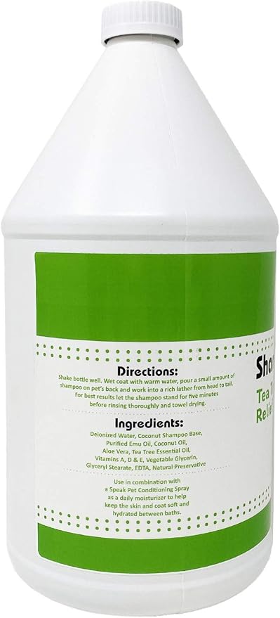 Speak Pet Products Natural Dog Shampoo, Tea Tree Relief, 1 Gallon