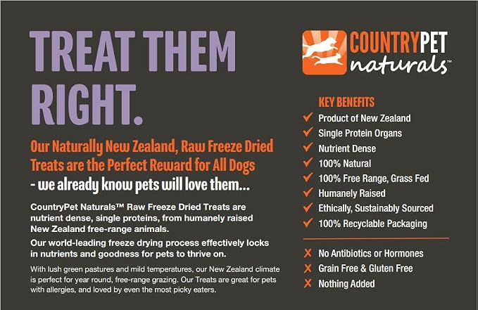 New Zealand Raw Freeze-Dried Lamb Liver 60% Protein Bites 100% Grass-Fed, Premium, Single Ingredient, Grain & Gluten Free Dog Treat & Topper. No Crumbling 1-Pack