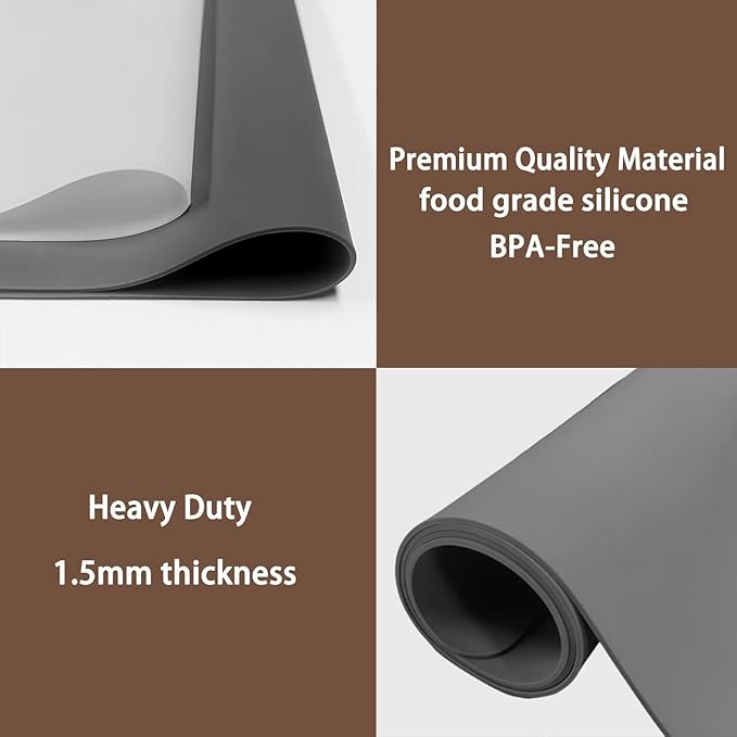 32''x24''(80cmx60cm) Silicone Mat for Kitchen Counter, Non-Slip Heat Resistant Countertop Protector, Waterproof Durable Kitchen Mat for Countertops, Islands (Semitransparent)