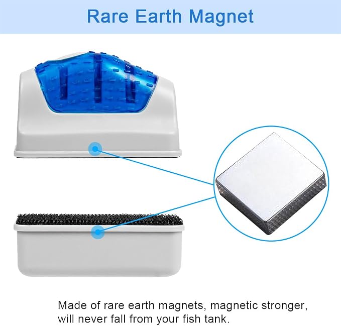 DaToo Aquarium Cleaner Fish Tank Glass Cleaner Algae Scraper Magnetic Scrubber Algae Clean Brush, 2 Pcs, 1 Yr Warranty