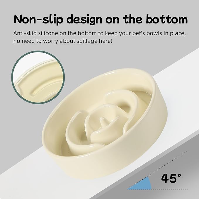 Havniva Ceramic Slow Feeder Dog Bowls, 0.9 Cups Dog Bowl Slow Feeding for Small Breed, 6.1inch Puzzle Dog Food Bowl Slow Feeder Non-Slip Anti-Gulping and Anti-Choking Reduces Bloating