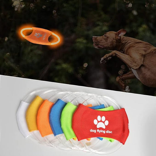 2pcs-Dog Training LED Luminous Frisbee, TPU Non Toxic Soft Rubber Teeth Grinding and Biting Resistant, Rechargeable Luminous Pet Puzzle Outdoor Throwing Toy, Suitable for All Dogs (Orange)