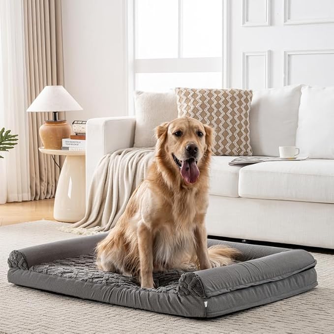 Dog Bed, U-Shaped Couch-Style Pet Bed with Waterproof Cover, Removable Washable Cover, for All Dog and Cat Breeds (Dark Gray, 48" x 35" x 6.5")