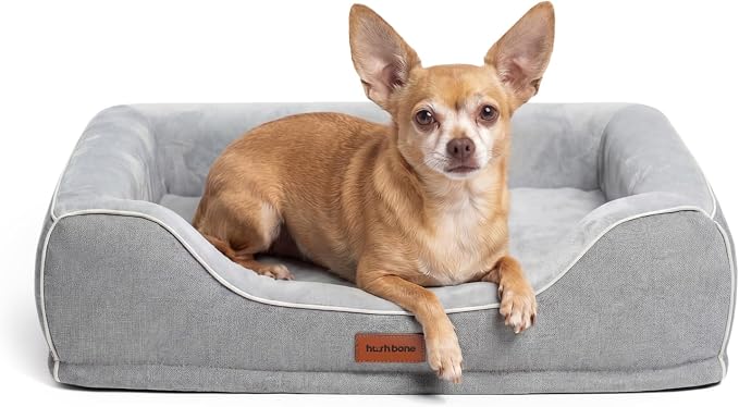 Orthopedic Dog Bed for Small Dogs,Cooling Gel Memory Foam Pet Bed with Removable Waterproof Cover,Puppy Couch Bed Washable for Joint Pain Relief,Grey,24"x18"x6"