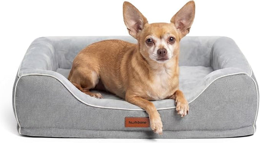 Orthopedic Dog Bed for Small Dogs,Cooling Gel Memory Foam Pet Bed with Removable Waterproof Cover,Puppy Couch Bed Washable for Joint Pain Relief,Grey,24"x18"x6"