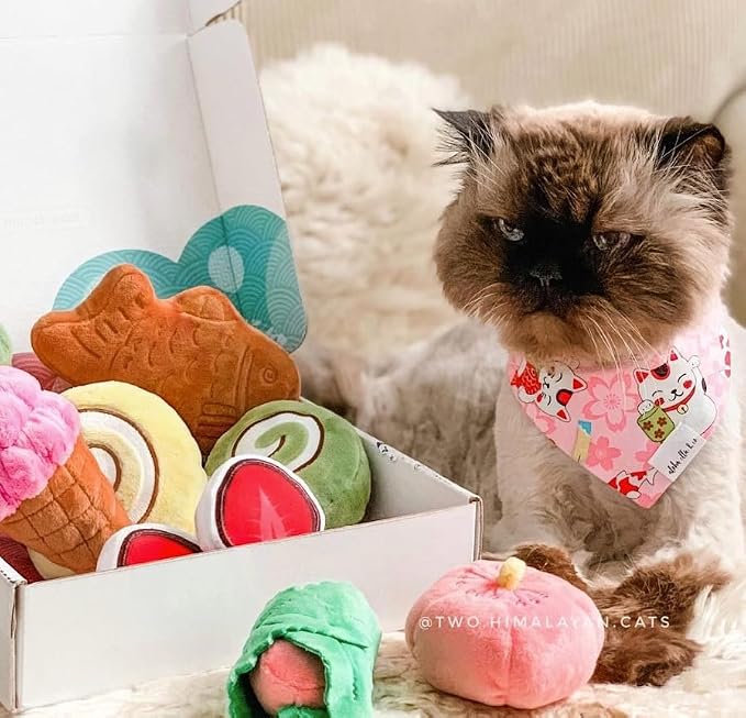 munchiecat Sakura Catnip Duo (2-pc) - Cherry Blossom Inspired Feline Enrichment Toys for Cats, Kittens, Durable Design for Play, Premium Materials, Organic Catnip, Japanese Design