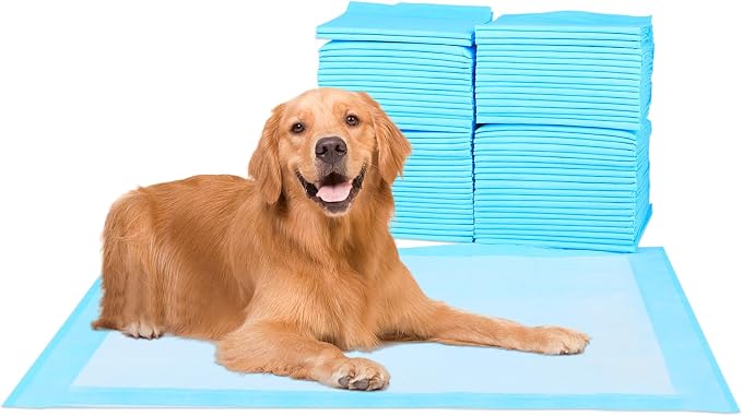 Super Absorbent Waterproof Dog and Puppy Pet Training Pad, Housebreaking Pet Pad, 40-Count Extra Middle-Size, 30’’X30’’, Blue