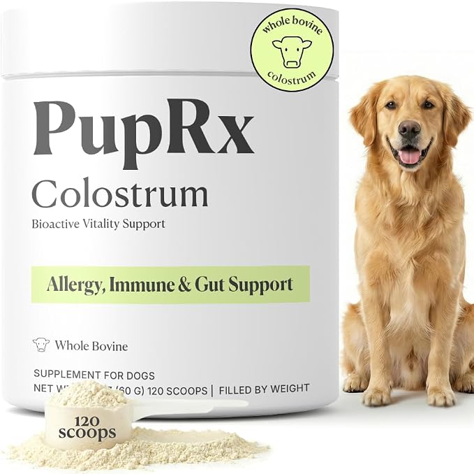 Colostrum for Dogs - 25% IgG Whole Bovine Colostrum Powder Supports Immune & Gut - Digestive Health, Allergy, Skin & Itch Relief - No Fillers, Grass-Fed USA Sourced – 60g (~120 Scoops)
