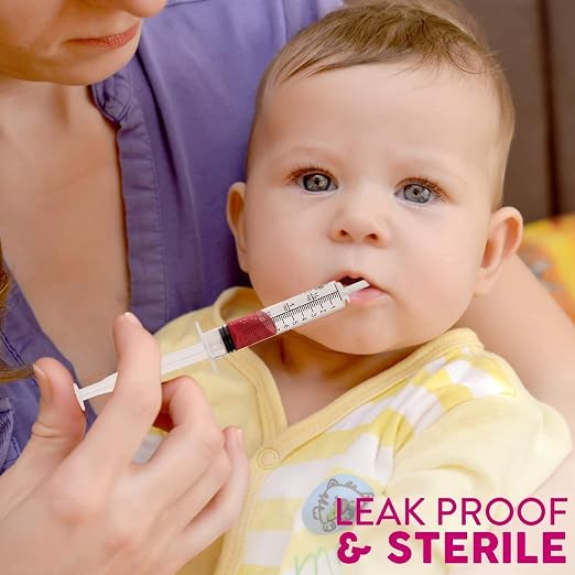 Care Touch 100 Pack 5 ml Syringes Without Needle - Disposable Oral Syringe with Luer Slip Tip - Liquid Medicine Syringes for Children, Babies, Infants, Pets - Individually Wrapped and Leak Resistant