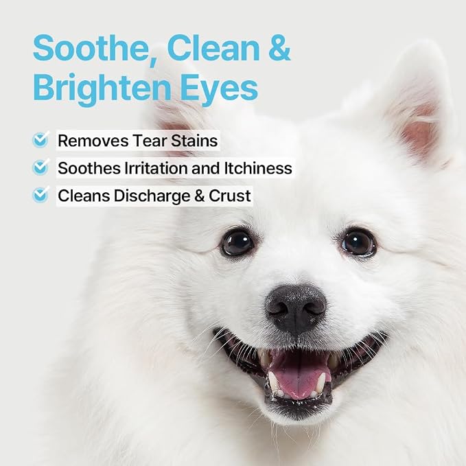 Breezytail PetO’Cera Q-Eye, Eye Stain Remover for Dogs and Cats, Removes Tear Stains, Discharge, Soothes, Neutralizes Odors, Vet Approved, Korean Pet Skin Care (10.1 fl oz, 300ml)