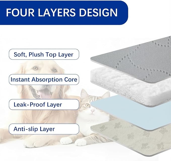 Gentle Purr Large Washable Pee Pads for Dogs 36" x 36", 2 Pack Reusable Puppy Training Pads, Soft Oeko-TEX Certified Polyester Top, Absorbent Non-Slip Crate Liners for Whelping and Senior Dogs, Gray