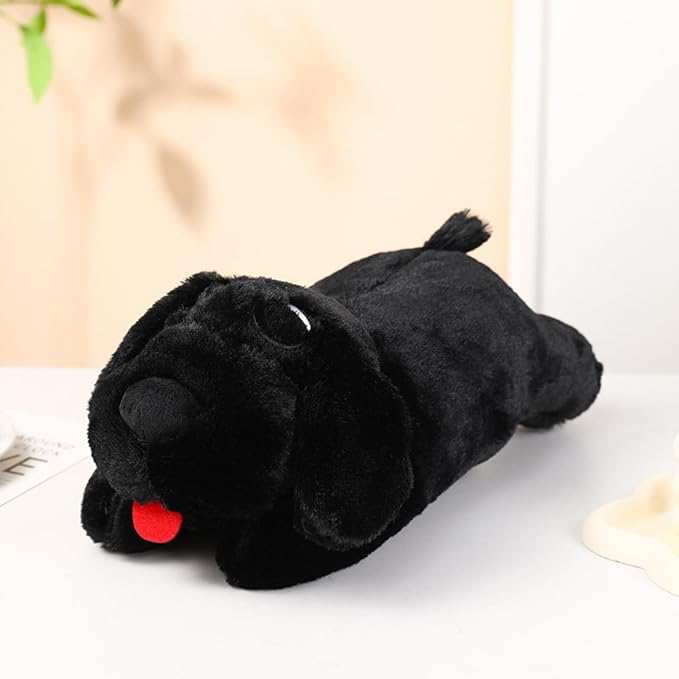 3T GROUP Dog Heartbeat Toy for Puppy Stuffed Animal with Heartbeat Toy Sleep Aid Essentials Anxiety Relief Behavioral Training Plush Pillow Black (Black)
