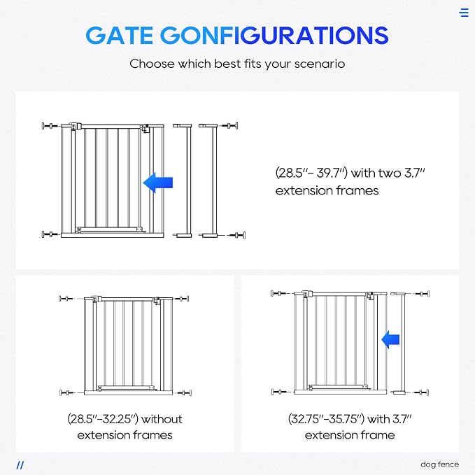 FDW 30" Tall Pressure Mount Dog Gate, 28.3"-39.7" Wide Auto Close Pet Safety Gate No Drill Extra Wide Pet Gate Adjustable Dog Gates Metal Gates for Stairs Doorway Kitchen Hallway Entry, White