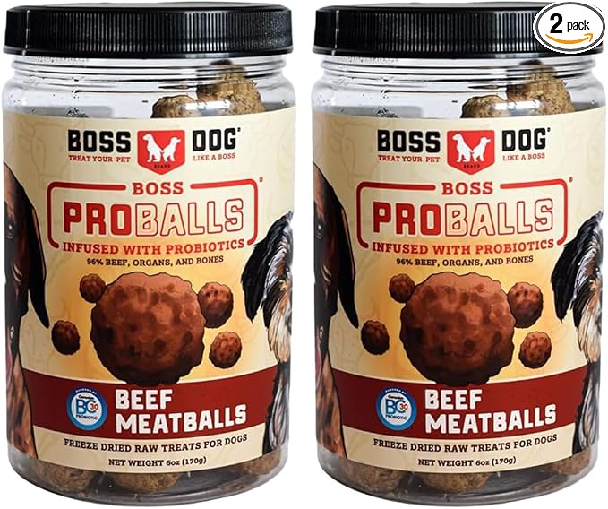 Boss Dog Boss Proballs Meatball Treats for Dogs & Cat, Beef Recipe, 6 oz Jar (Jar of 2)