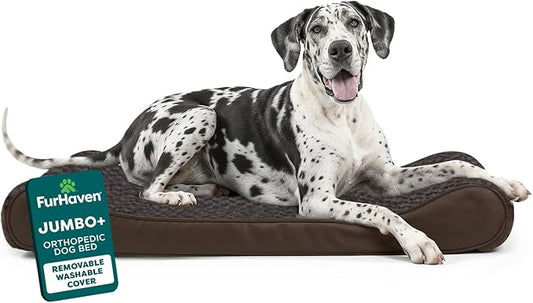 FurHaven Ultra Plush & Suede Luxe Lounger Orthopedic Pet Bed, Chocolate, JumboPlus