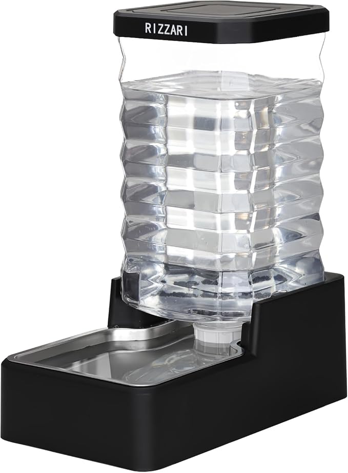 RIZZARI 10L Stainless Steel Dog Water Dispenser – Large Capacity Gravity Auto-Refill Waterer with Anti-Tip Design for Large Dogs, Ideal for Living Rooms, Offices & Indoor Pet Spaces