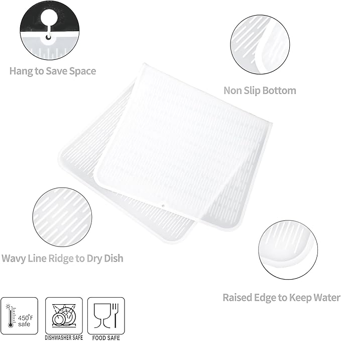 MicoYang Silicone Dish Drying Mat for Multiple Usage,Easy clean,Eco-friendly,Heat-resistant Silicone Mat for Kitchen Counter or Sink,Refrigerator or Drawer Liner Translucent 5XL 36inches x 18inches