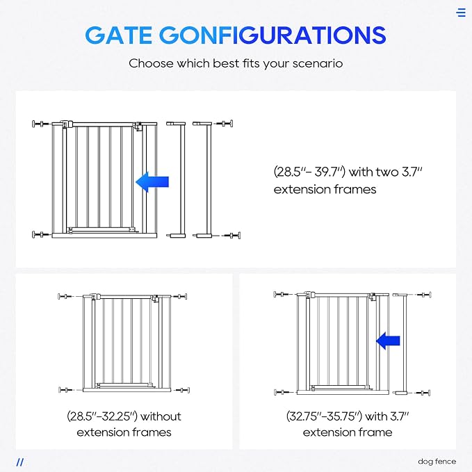 FDW 36” Tall Adjustable Dog Gate for Doorways & Stairs Walk-Through Metal Indoor Safety Gate, Fits 28.5”-39.7” Wide Openings, White