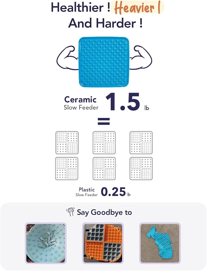 LE TAUCI PET Slow Feeder Dog Bowl, 7.5 Inch Lick Mat for Medium and Large Breed, Anxiety Relief Licking Mat, Puzzle Feeder for Peanut Butter, Treats, Pet Enrichment Toys, Cross Blue