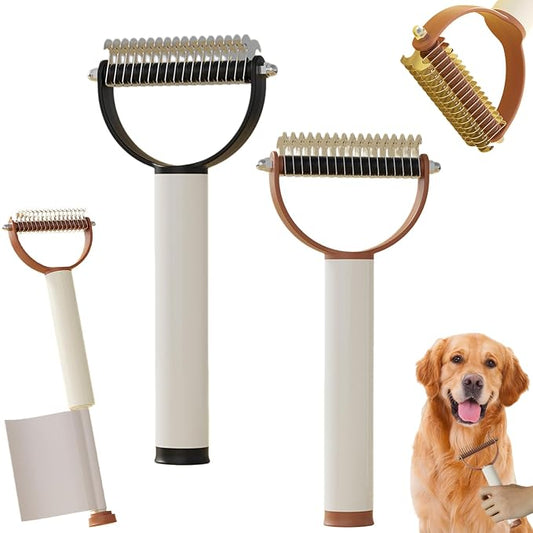 2026 Upgraded Double Sided Deshedding Pet Brush,Double Teeth Pet Grooming Comb,Professional Pets Deshedding Curve Blade Dog Brush,Suitable For Cats,Dogs,And Horses (Mix)