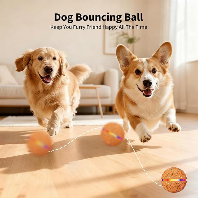 Smart Interactive Dog Toy Ball - Automatic Moving Bouncing Rolling Ball with 3 Modes & RGB Lights, Durable E-TPU Motion Activated Dog Toys for Small Medium Dogs, Keep Busy & Boredom Relief (Orange)