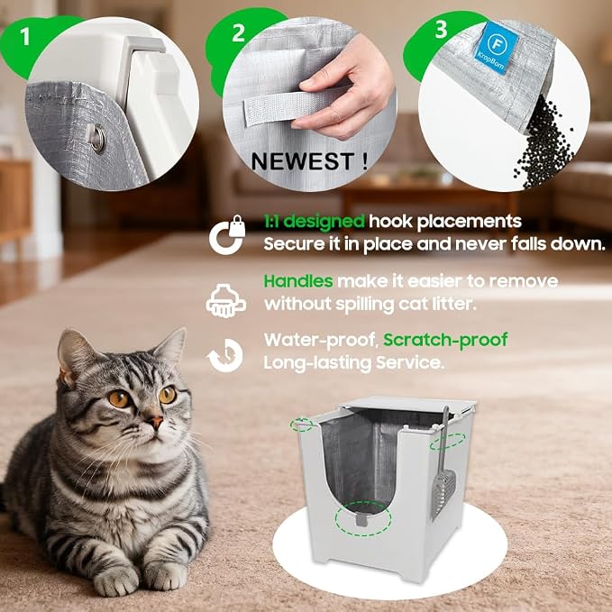 4 Pack Litter Box Liners F Compatible with Flip Litter Box Liner Type F, Reusable Liner Type-F with Carrying Handles