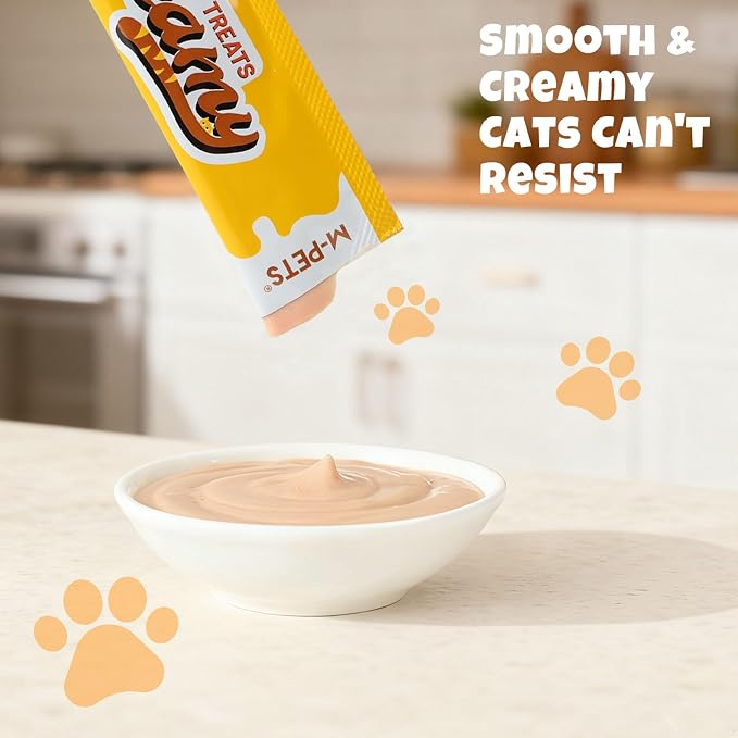 M-PETS Creamy Lickable Cat Treats – 4 Flavor Variety Pack, 80 Tubes of Healthy Squeeze Up Snacks with Functional Nutrients for Hydration, Skin & Coat, and Digestive Health – Grain Free, High Protein