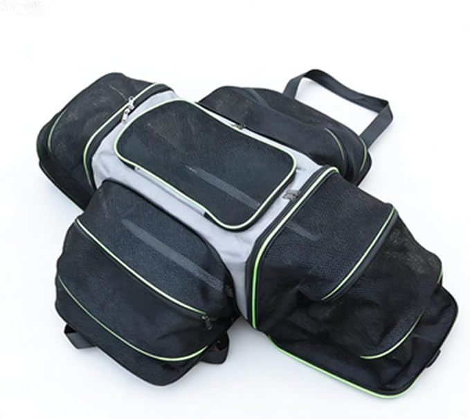 Portable Foldable Expandable Cat Backpack Carrier, Airline Approved Breathable Pet Travel Bag for Dog Accessories(Green 4 Sides)