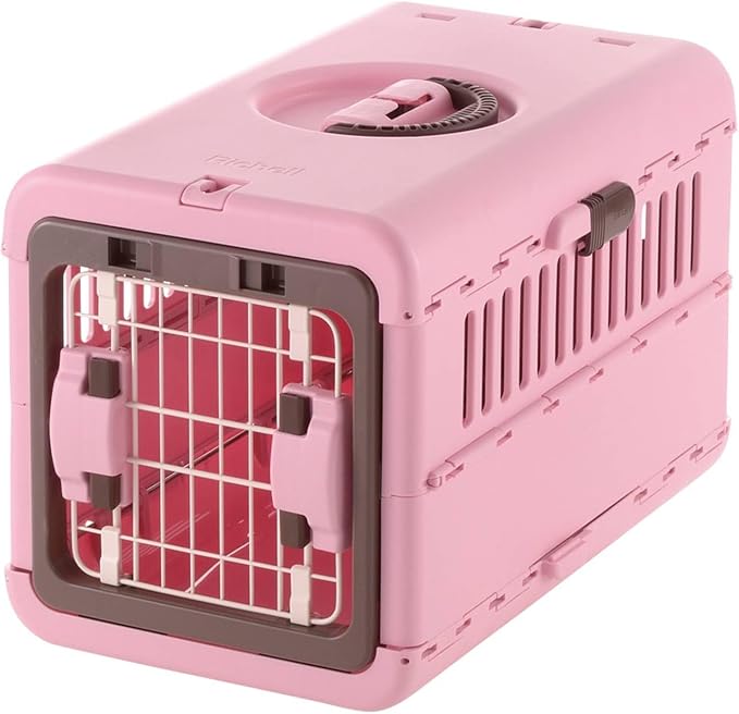 Richell USA - Foldable Pet Carrier Extra Small (80044) (Soft Pink and Brown)