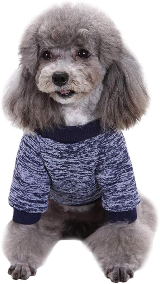 Jecikelon Dog Clothes Dogs Sweater Soft Puppies Clothing Winter Puppy Sweaters Warm Outfit for Dogs Small XXS XS Cat Apparel (Navy Blue, XS)