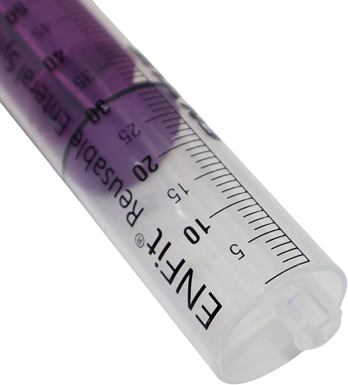 Envue ENFit Enteral Feeding Syringe 60mL, O Ring Syringes for Feeding and 60 ml Syringe for Feeding Tube Use, Reusable 60cc Syringe for NG Tube, 10 Pack, Purple